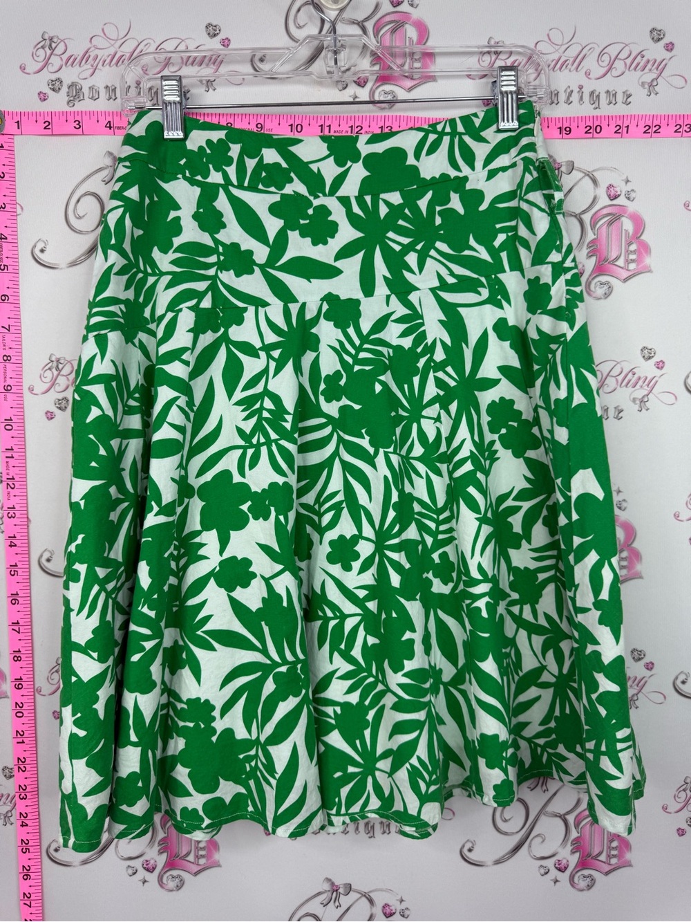 Chado skirt flowers Green and White Floral Skater Skirt